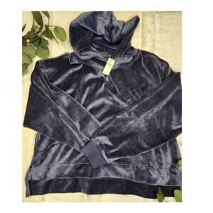 Aerie Velour Cropped Hoodie in Fresh Bright Blue